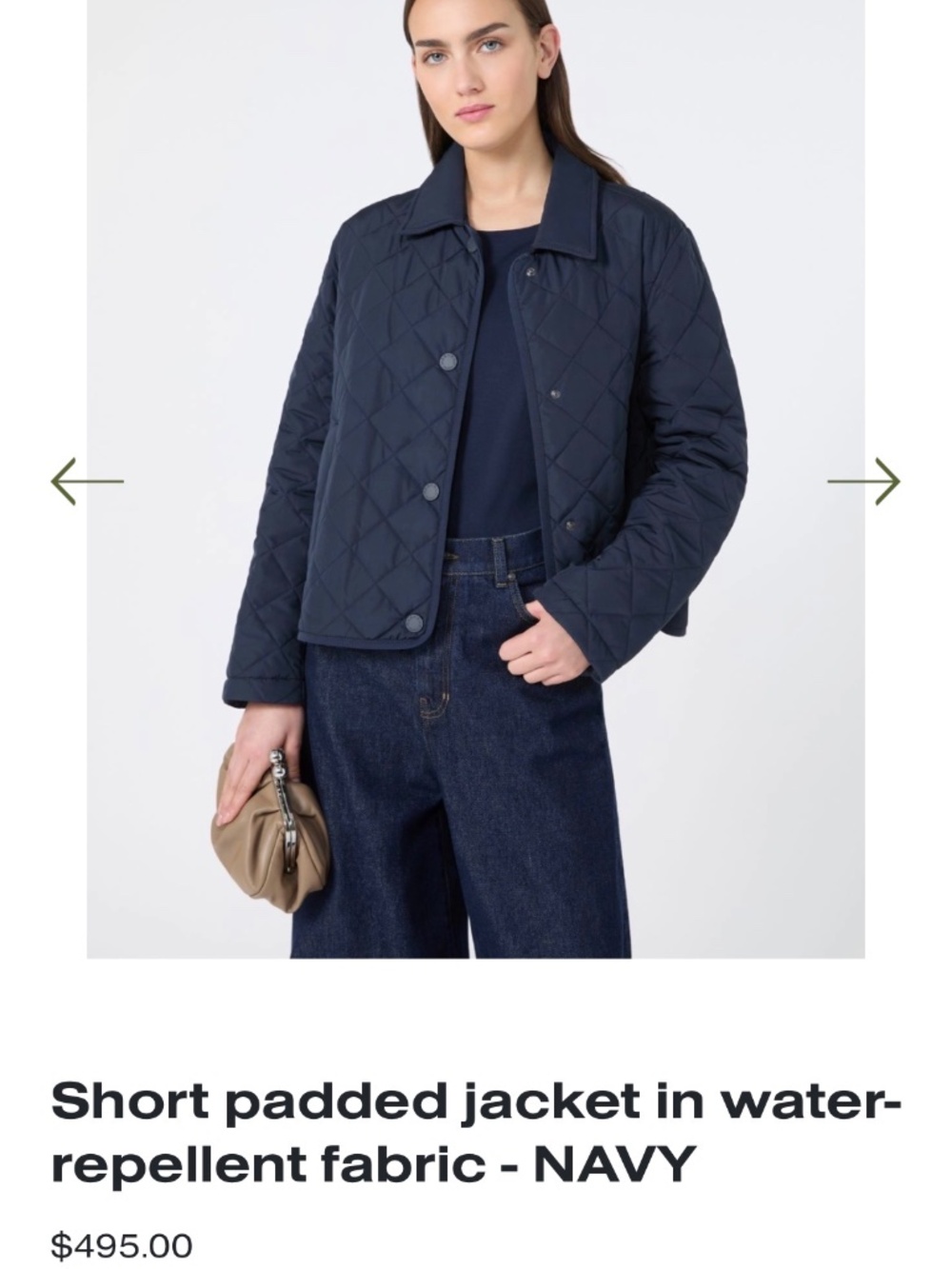 Short padded jacket in water-repellent fabric - NAVY